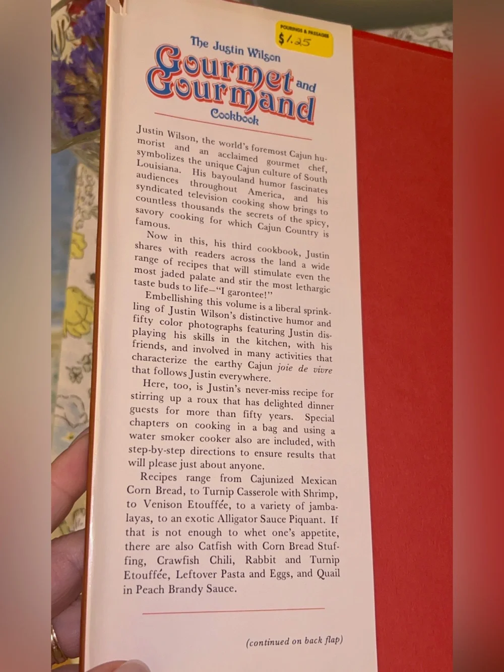 Vintage 1984 hardcover cookbook-Justin Wilson's Gourmet and Gourmand